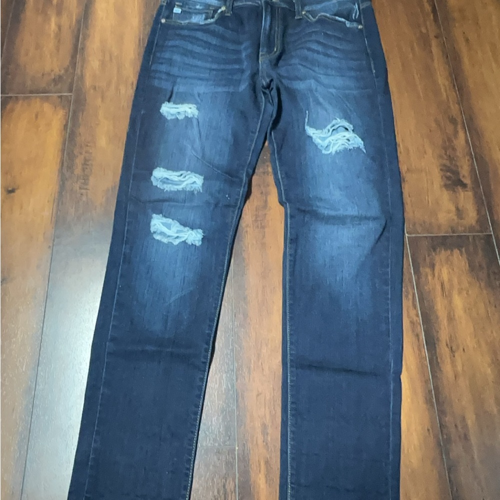 KanCan Women's Dark Blue Distressed Skinny Jeans